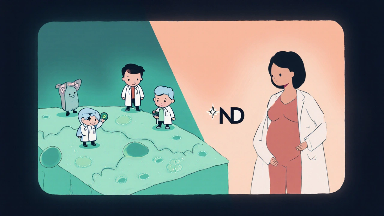 Animated skin cells being regulated by vitamin D analogs beside a pregnant silhouette indicating low absorption.