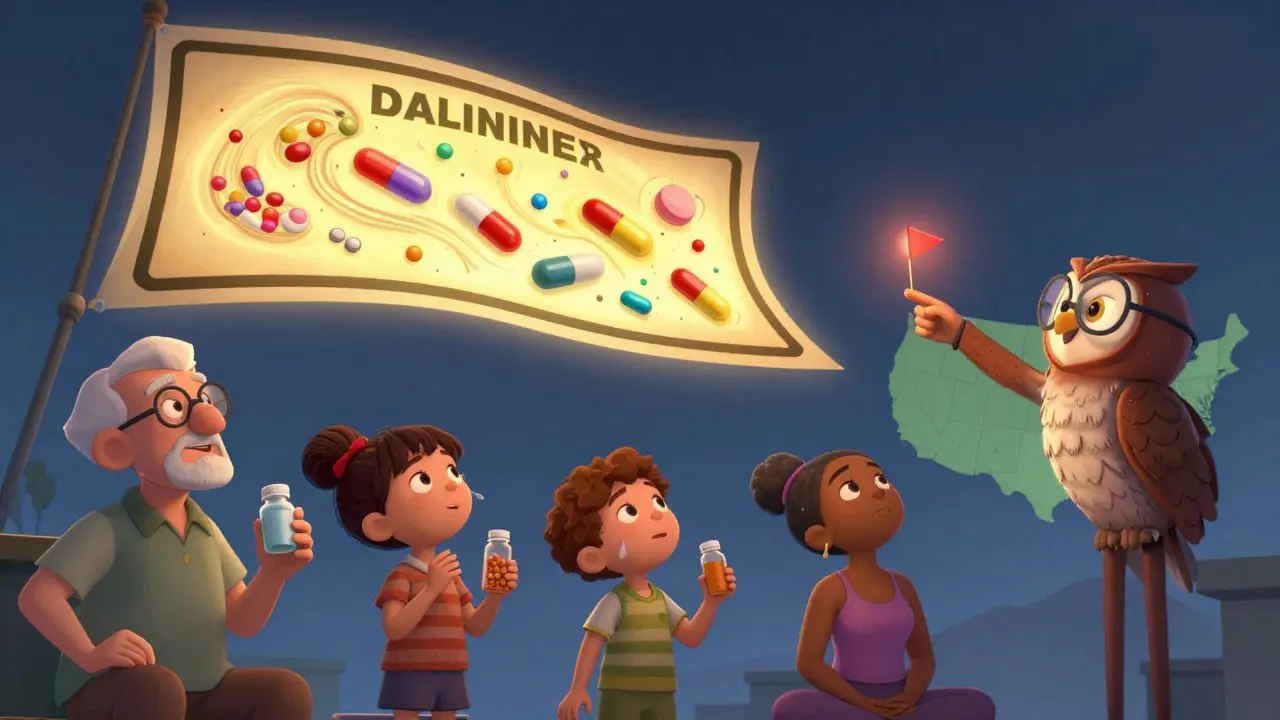 Patients look up as a warning label reveals hidden impurities in their generic pills.