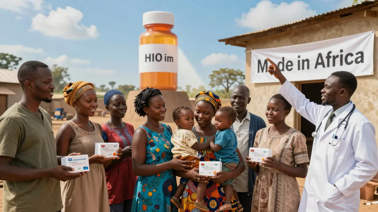 African healthcare workers distribute HIV tests and long-acting injections in a rural clinic.