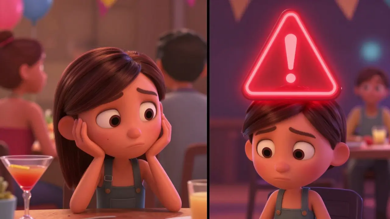 A character showing signs of confusion, representing the overlap of intoxication and hypoglycemia.